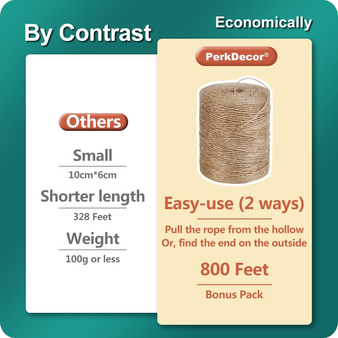 PerkDecor jute twine 3-ply reinforced strands shown for durability