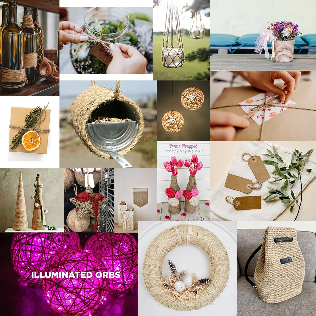 PerkDecor jute twine gift-wrapping scene with rustic texture