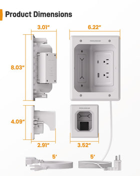 Perlegear 6ft extension cord ready for flexible TV placement