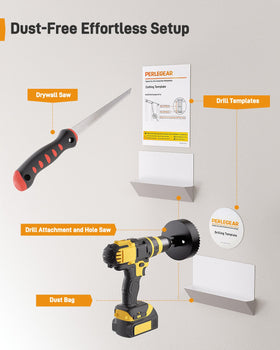 Perlegear drywall saw and templates enable precise wall cuts