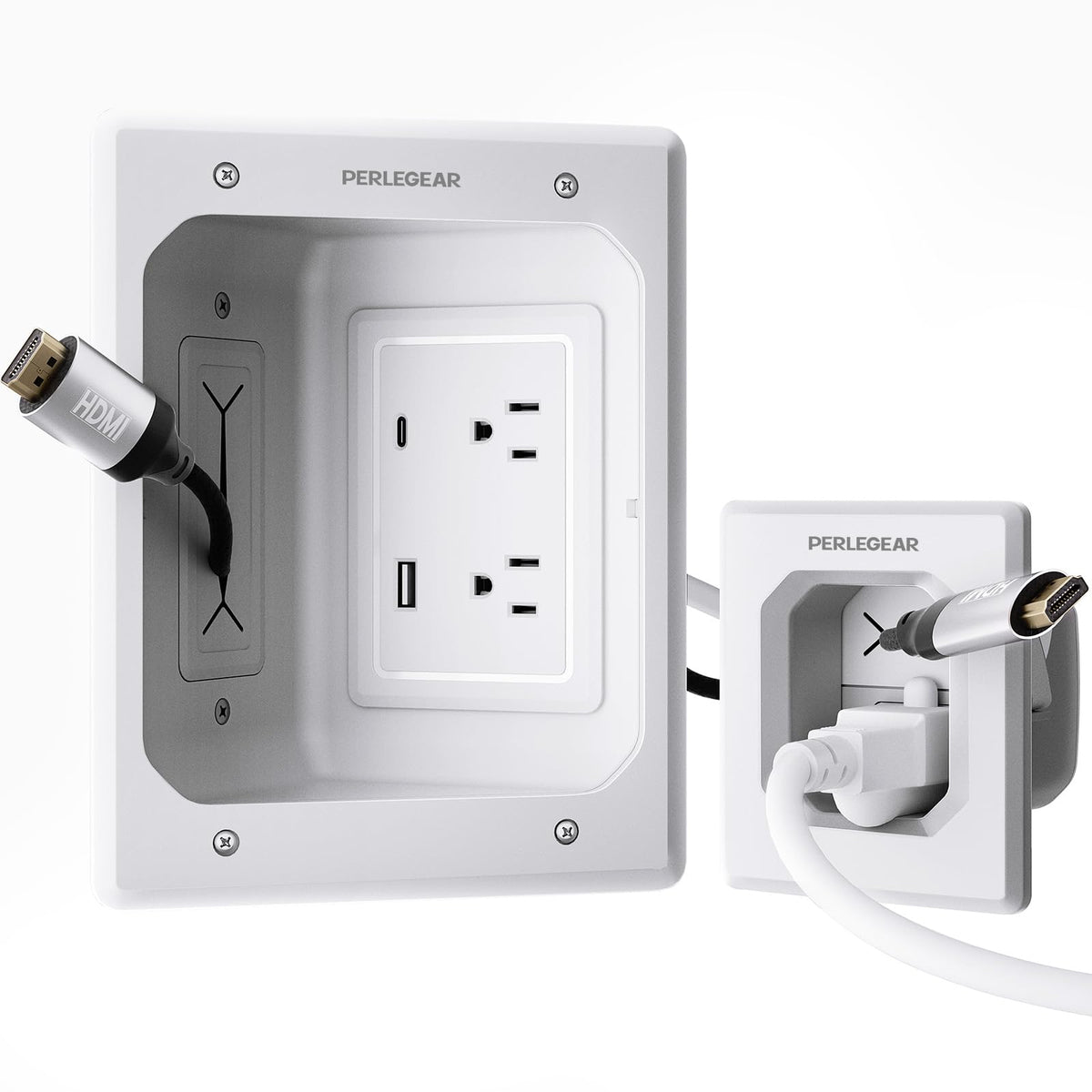 Perlegear TV in-wall cable kit with wall modules for a clean mounting look