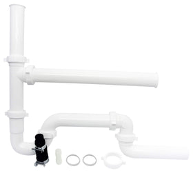 PermaFLOW PF0989 garbage disposal installation kit components in white for reliable drainage connections