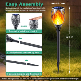Permande patio torch lights add gentle flicker to outdoor dining and lounging spaces.