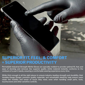 PermaSafe HD Black nitrile gloves designed for heavy-duty tasks.