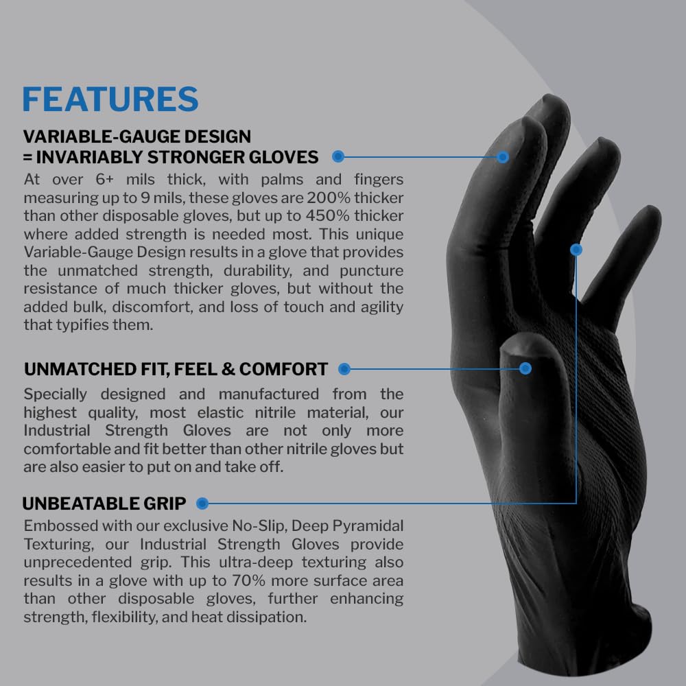 PermaSafe HD Black nitrile gloves worn by a mechanic during maintenance.