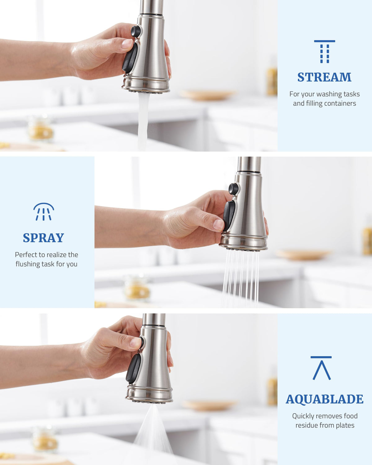 PerPaiMe brushed-nickel finish highlights durable, stylish look for modern kitchens.