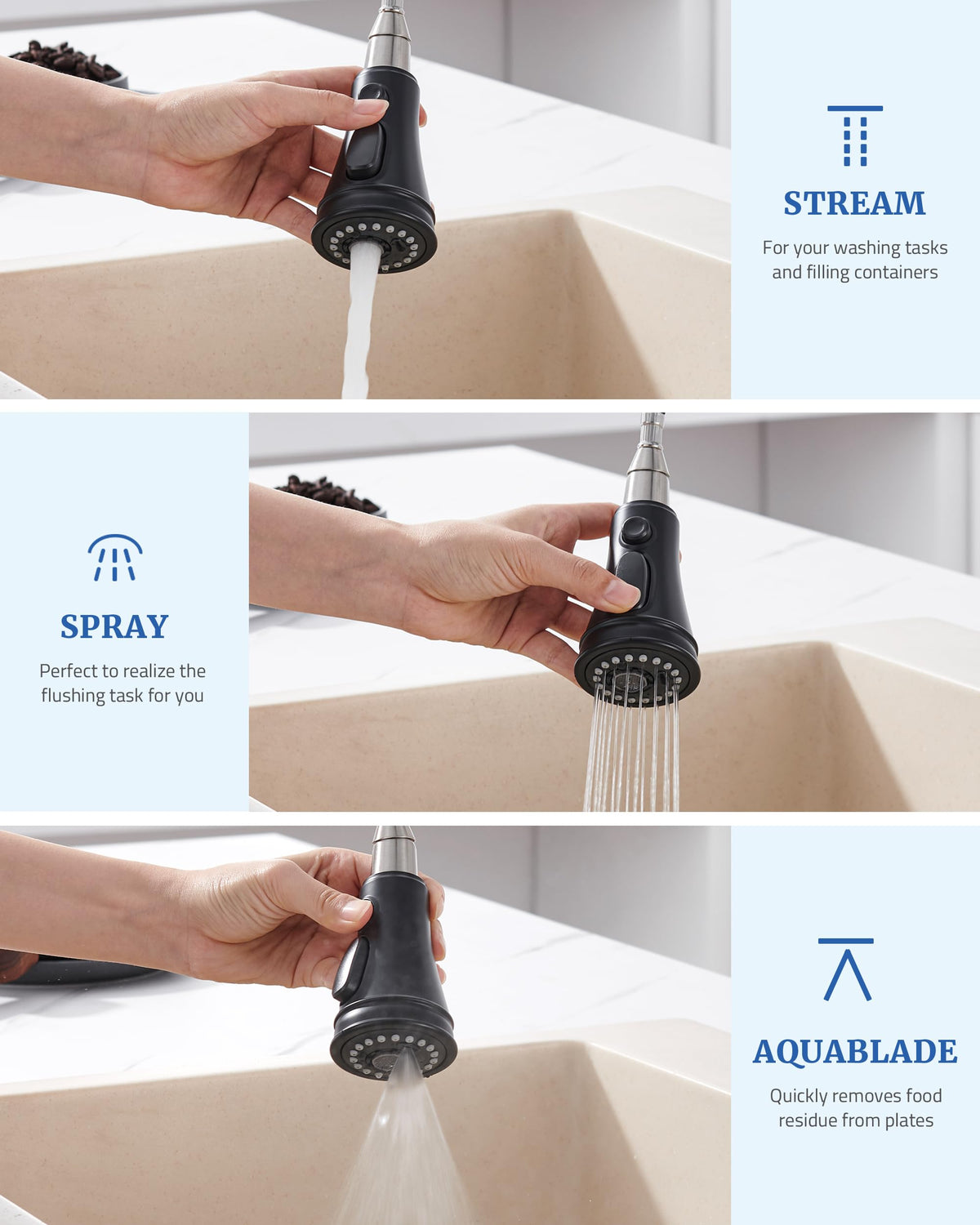 PerPaiMe spray head made from engineering-grade ABS for durability and corrosion resistance.