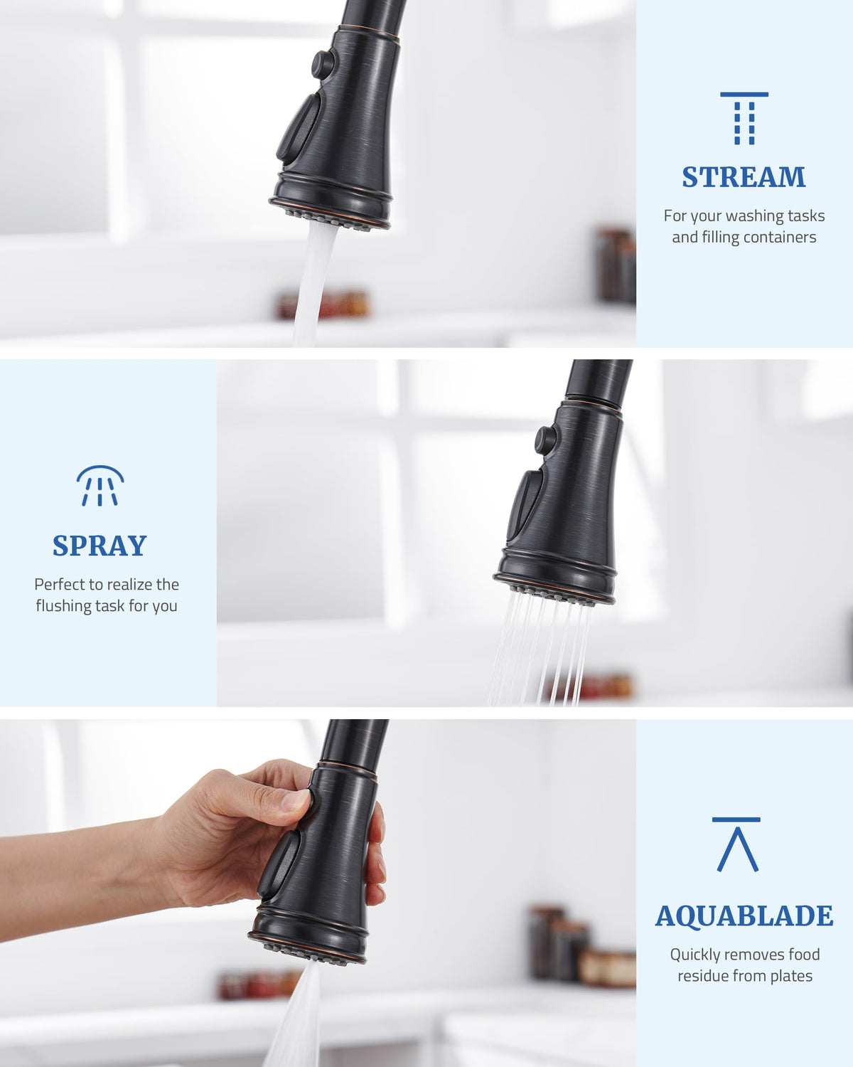 PerPaiMe 3 function nozzle with stream spray and blade spray