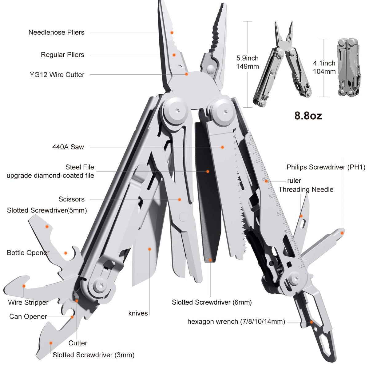 Perwin multitool knife 440A in use for precise outdoor cutting tasks