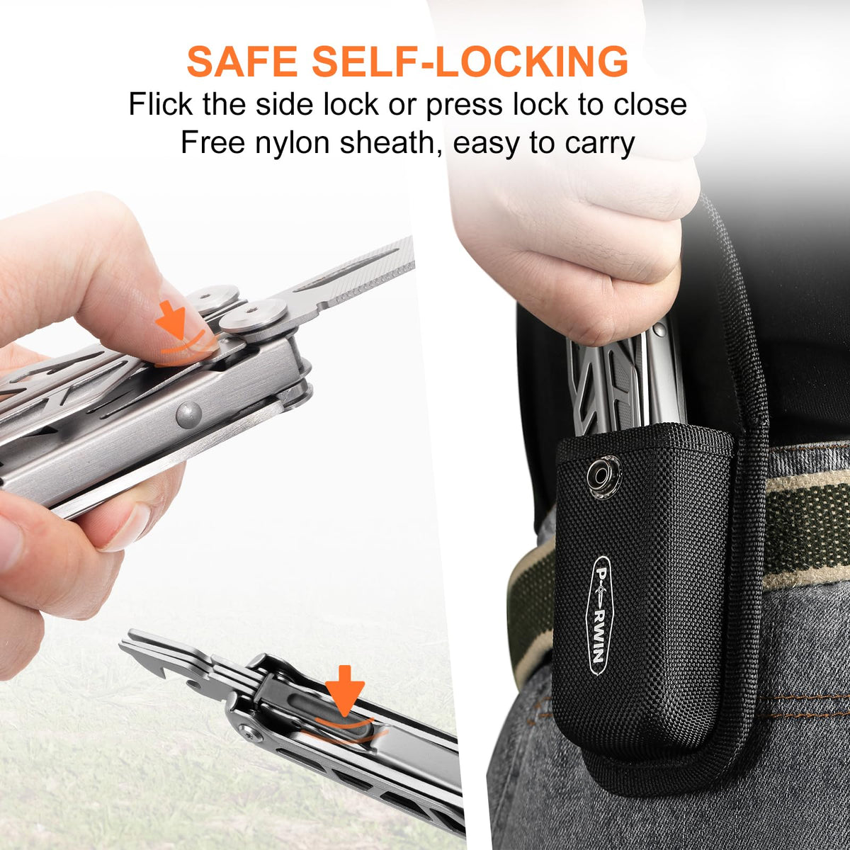 PERWIN multitool wire cutter cutting through metal hardware on site