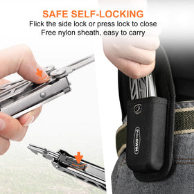 PERWIN multitool wire cutter cutting through metal hardware on site
