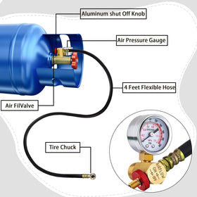 Peryiter air-tank kit assembly demonstrates a complete setup for fast repairs.