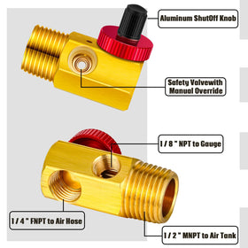 Peryiter aluminum-knob operation allows quick, leak-free on/off control.