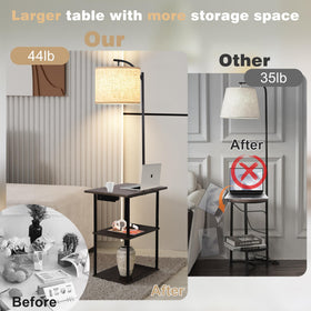 PESRAE end table with 3-layer shelf for extra storage