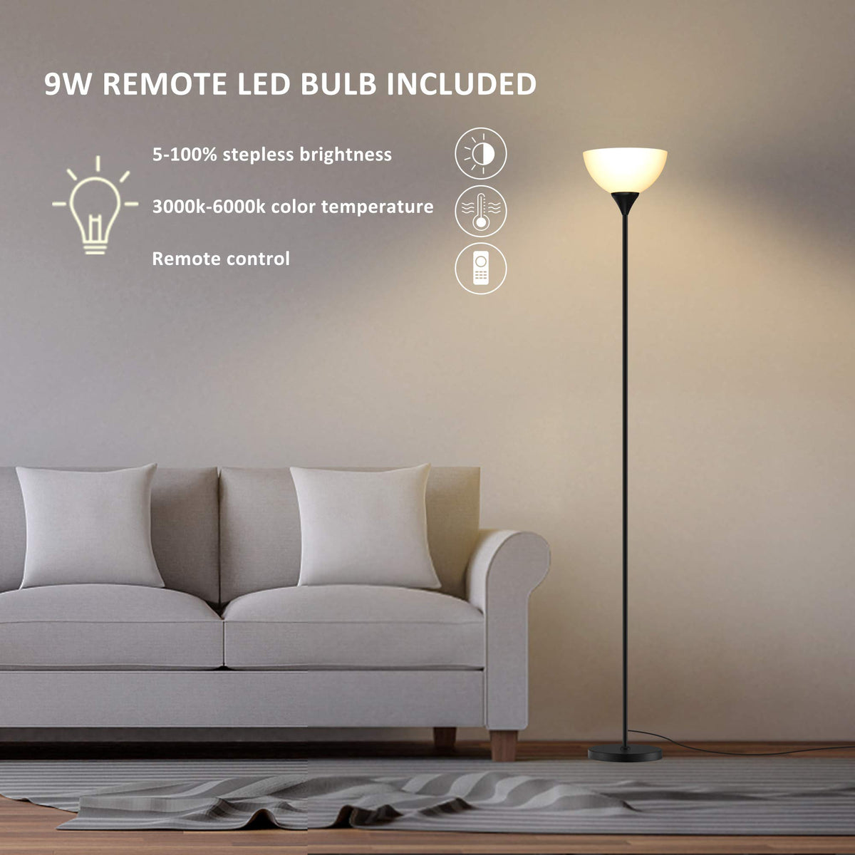 PESRAE floor lamp color-temperature range helps create the right ambiance