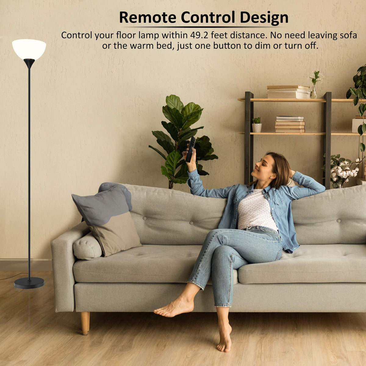 PESRAE floor lamp with dimmable bulb enabling warm to cool accents