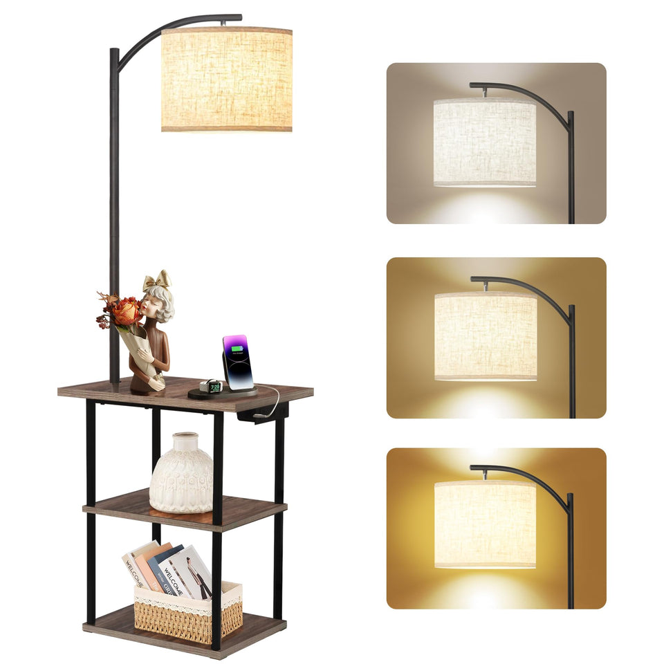 PESRAE floor lamp with table assembly view for quick setup and stable use.
