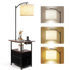 PESRAE floor lamp with table and drawers for bedside storage and light