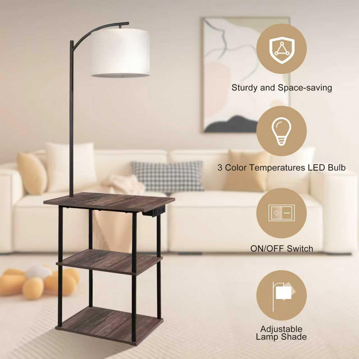PESRAE sturdy base and wood-tone surface enhance durability and style.