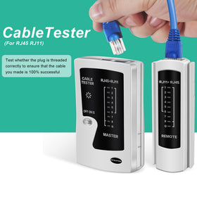 PETECHTOOL cable tester verifies correct wiring during setup.