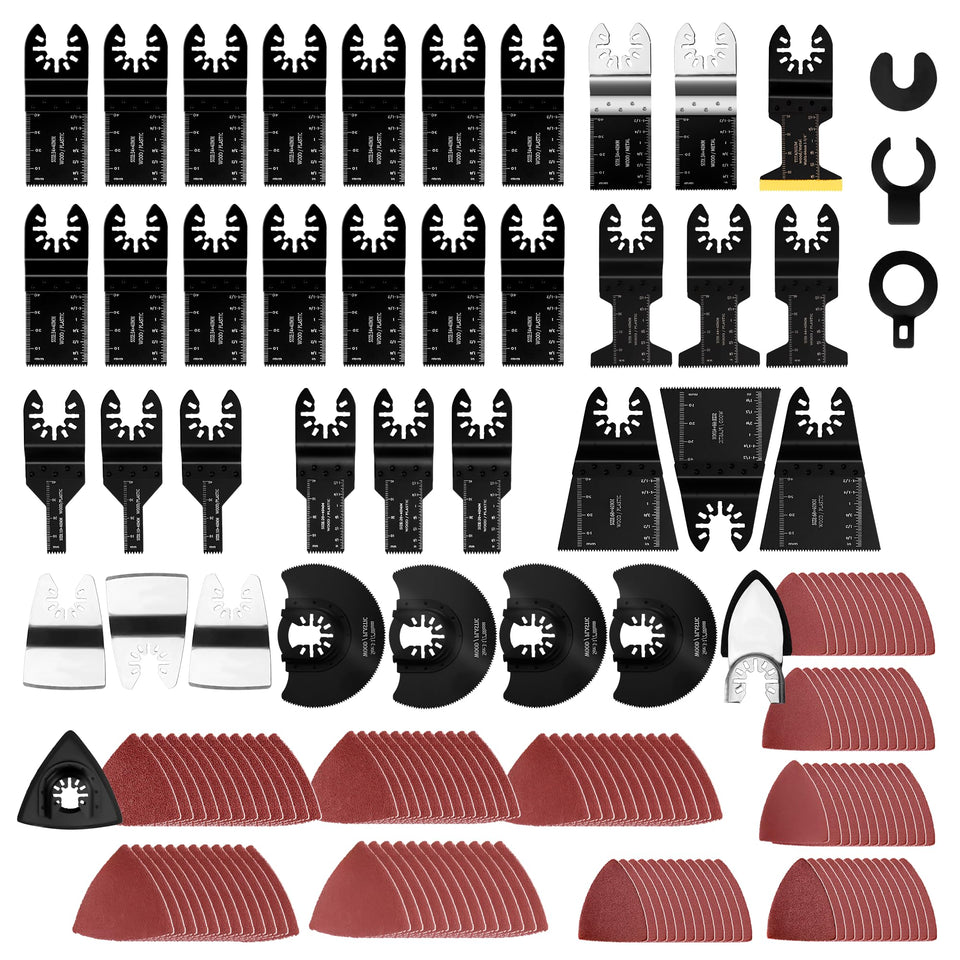 PETOX 159-piece oscillating blades kit ready for wood, plastic and metal projects