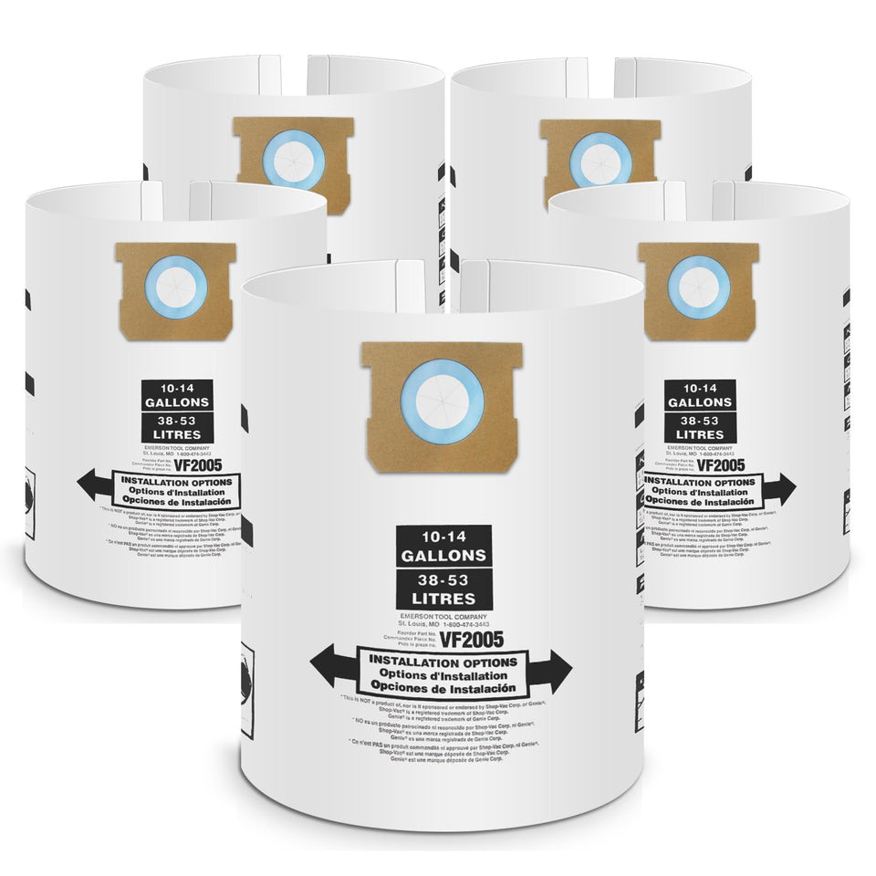 PETOX 5-pack Type F compatible bags, front view, sturdy fit.