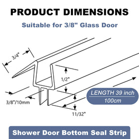 PETOX clear vinyl seal 39 inch length fits frameless shower doors