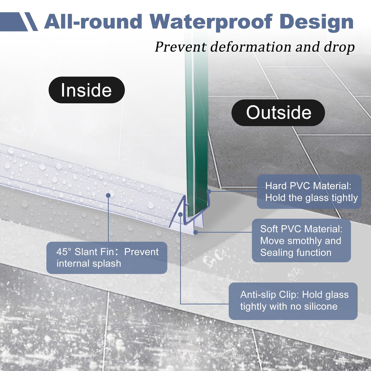 PETOX shower door sweep cut to fit 3/8 inch glass for easy install