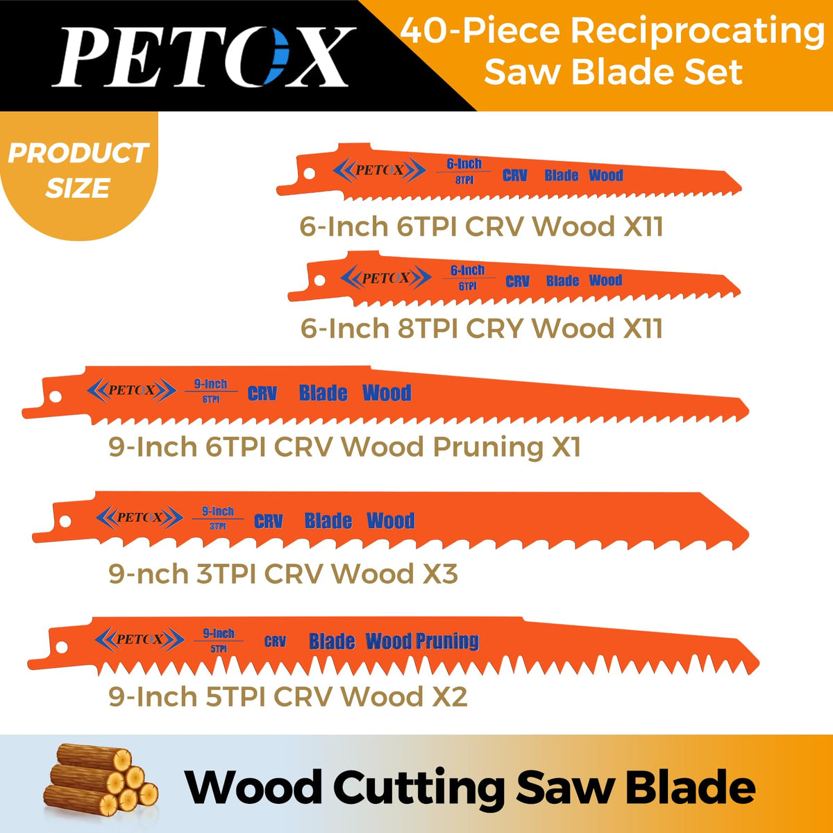 PETOX 9-inch 6TPI wood pruning blades deliver fast, clean cuts