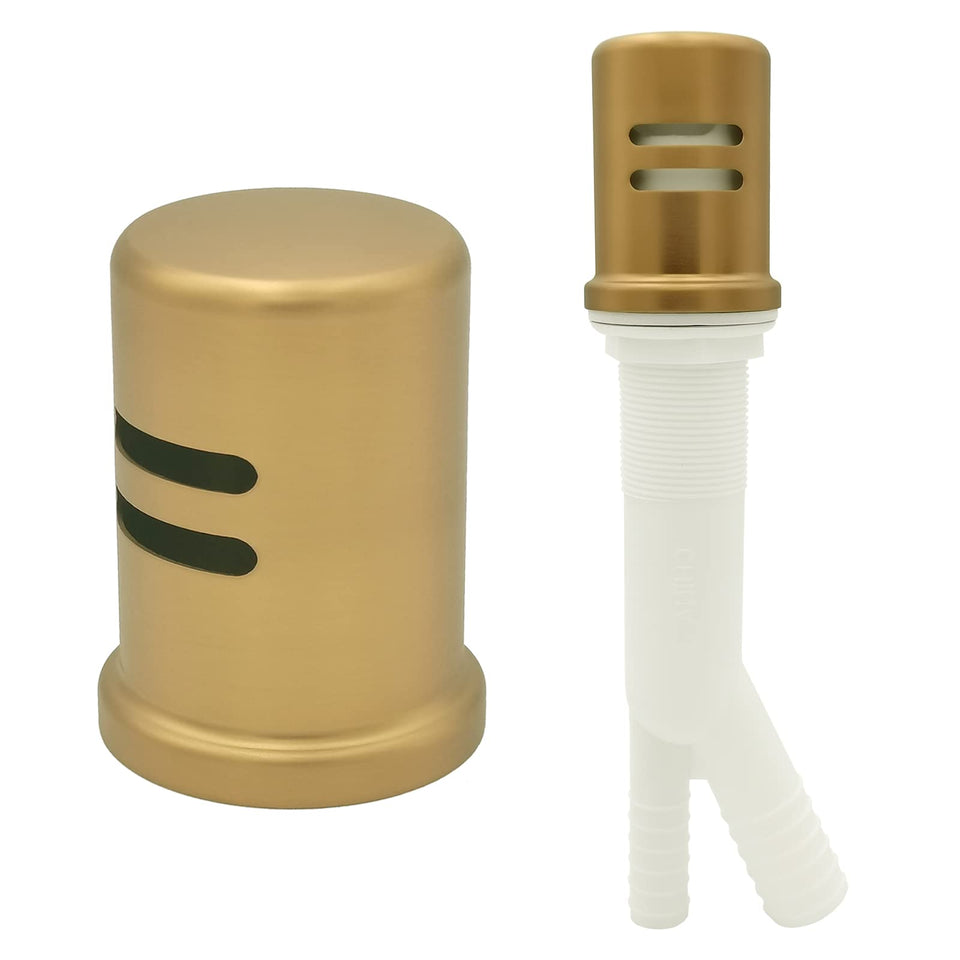 PetrelWing brushed gold air gap cap, prevents backflow and adds a stylish sink finish.
