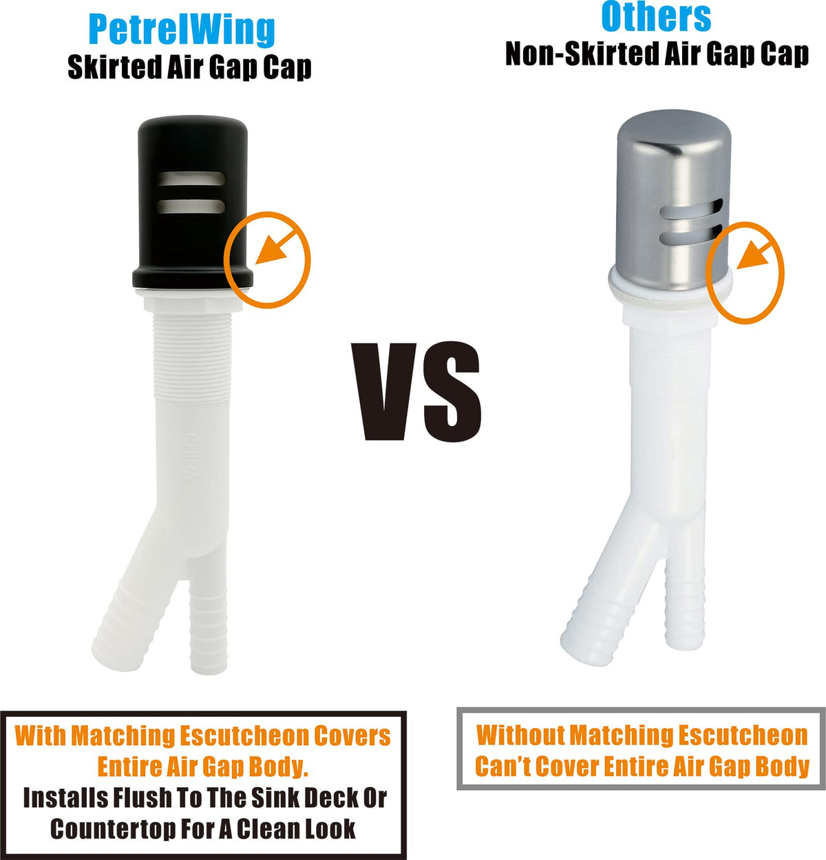 PetrelWing air-gap cap with flange offers simple, tool-free installation.