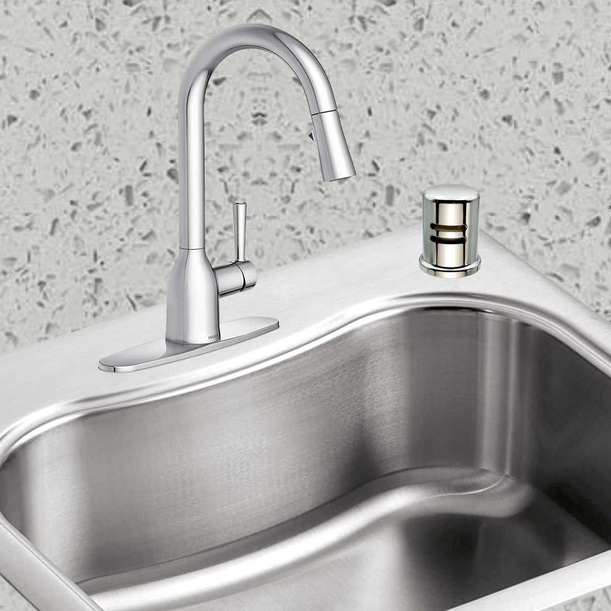PetrelWing air gap cover and escutcheon in chrome create a flush, seamless mount