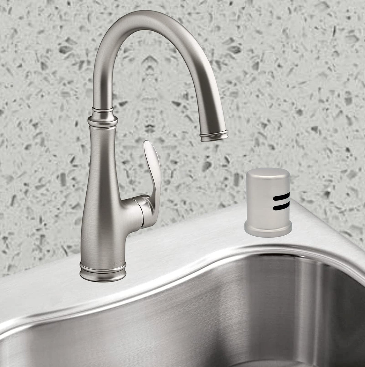 PetrelWing escutcheon matching finish for cohesive kitchen look