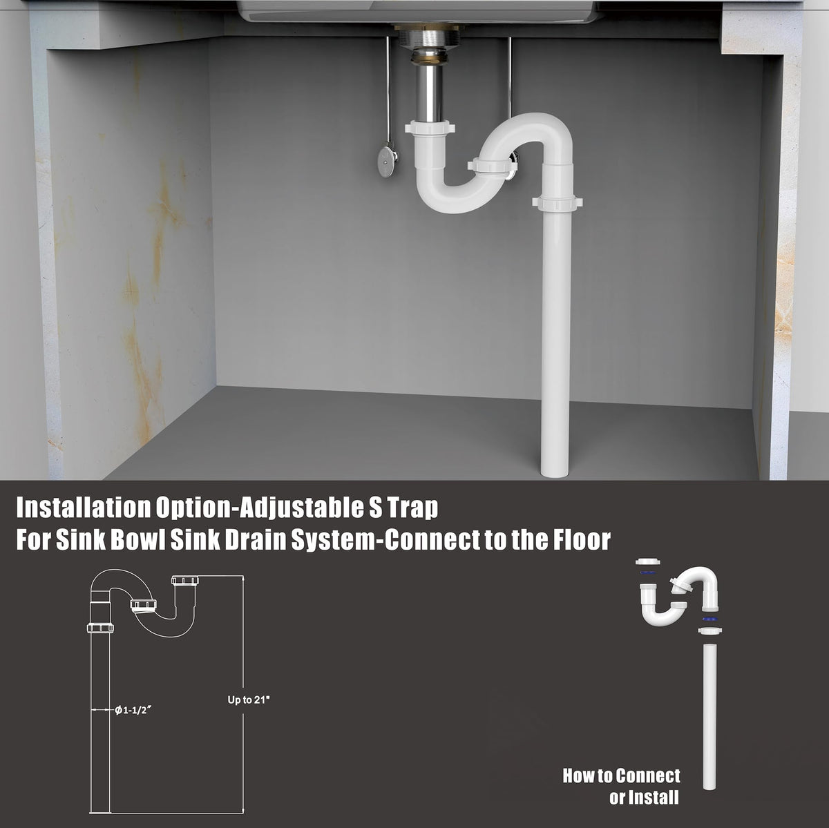 PetrelWing waste arm 1-1/2-7 shows flexible waste routing.