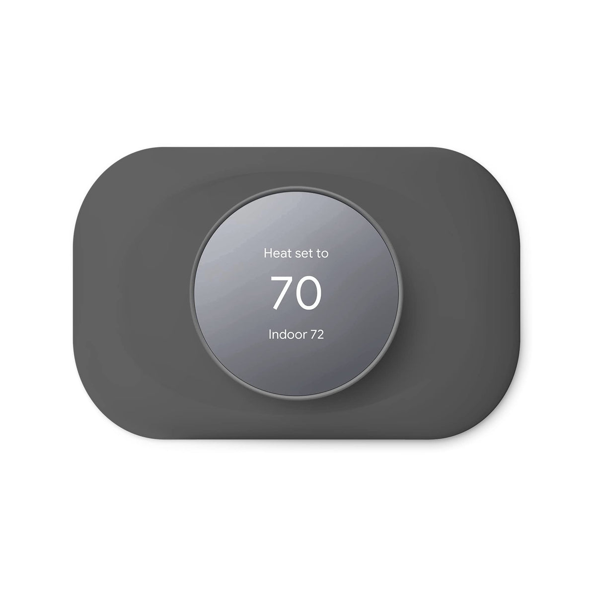 Petrichor Nest Thermostat 2020 wall plate charcoal complements the device and hides wall imperfections.