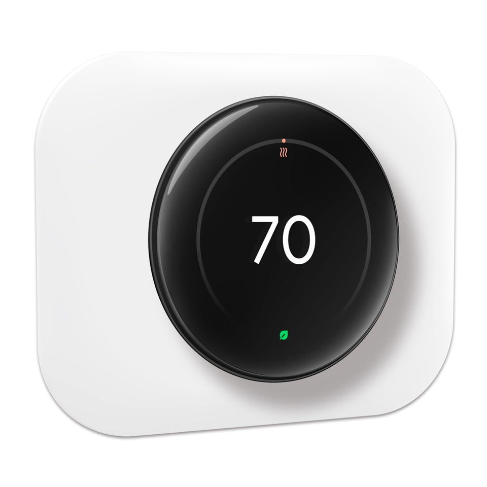 Petrichor Nest thermostat wall plate front view shows seamless fit.