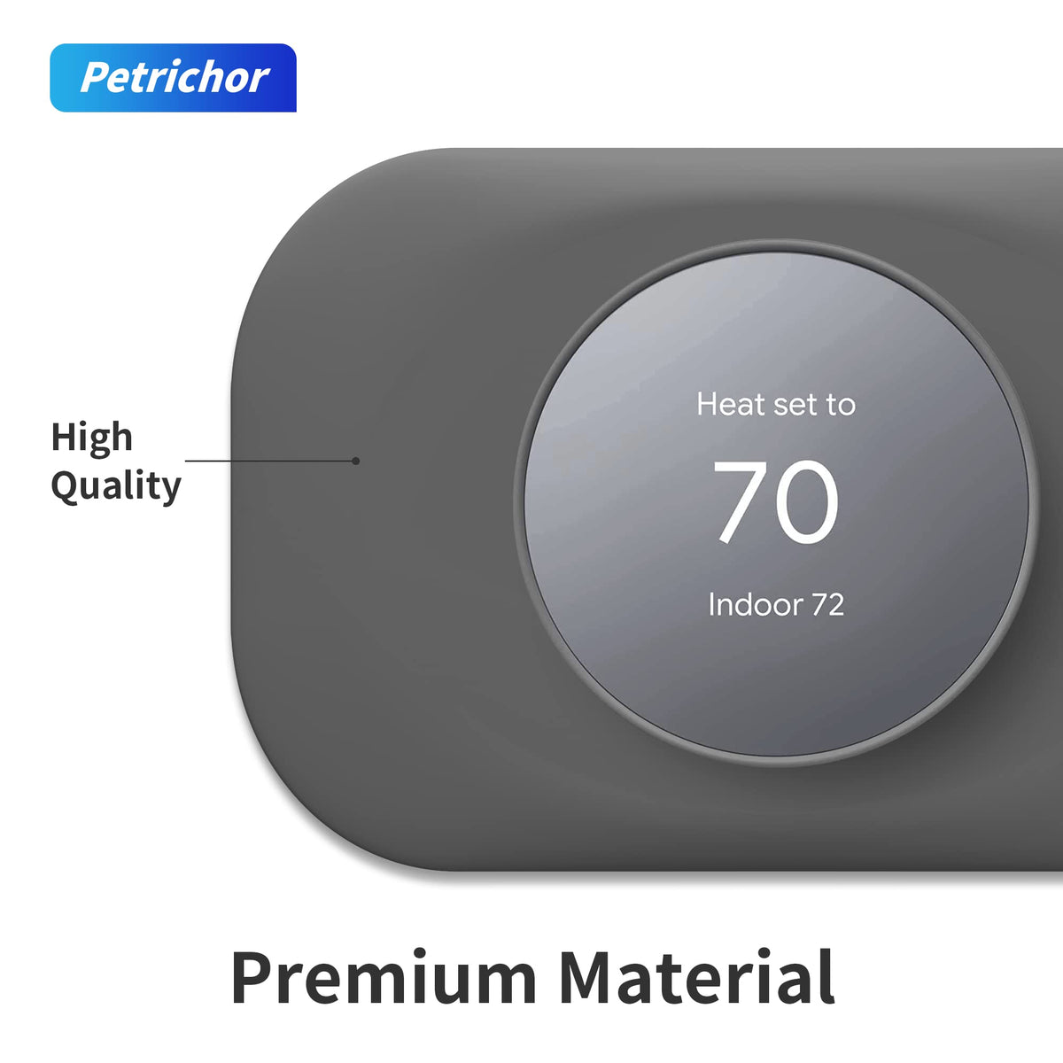Petrichor wall plate finish charcoal blends with decor and protects exposed holes.