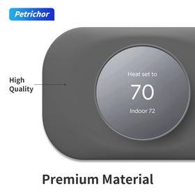 Petrichor wall plate finish charcoal blends with decor and protects exposed holes.
