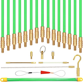 PETUOL 50ft fiberglass fish tape assembly guides cables through walls and tight spaces