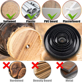 PETUOL hole saw set 127mm makes large openings in doors.