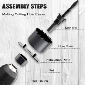 PETUOL hole saw set 25mm enables precise plywood cabinet cutouts.