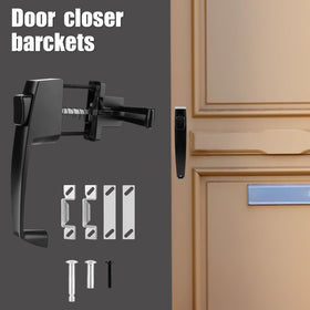 PEUTIER door closer side view highlights compact aluminum body and finish.