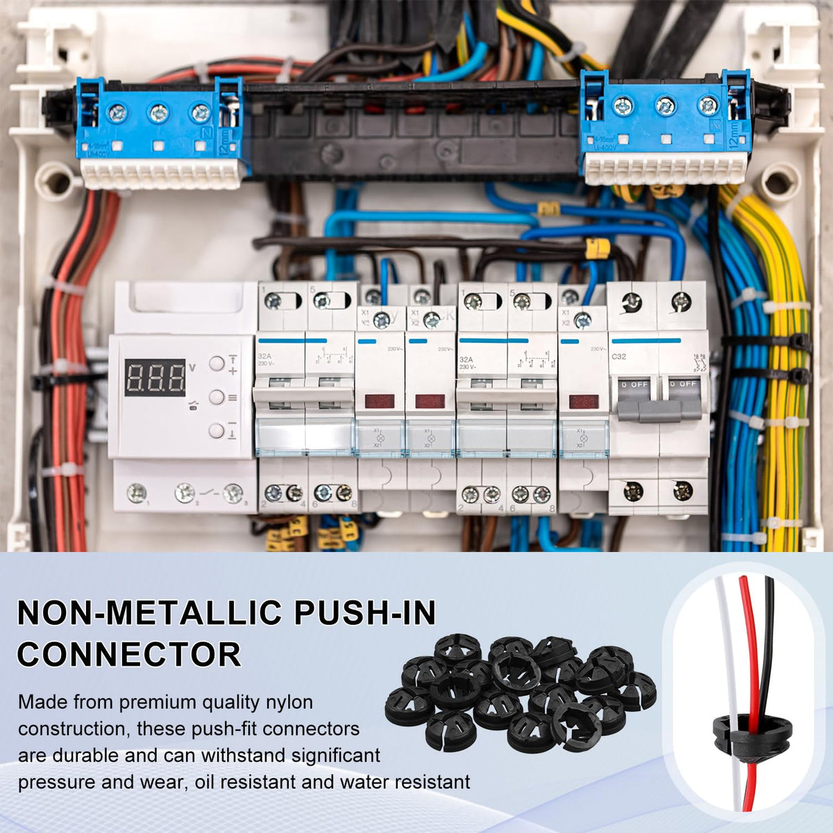 PEUTIER black nylon cable connectors highlighting durable material.