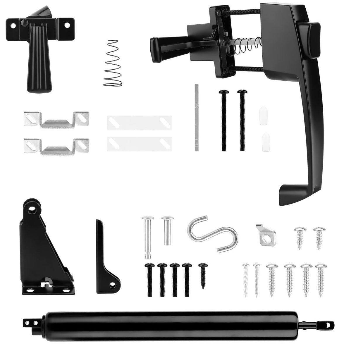 PEUTIER storm door closer in black controls swing and reduces drafts.