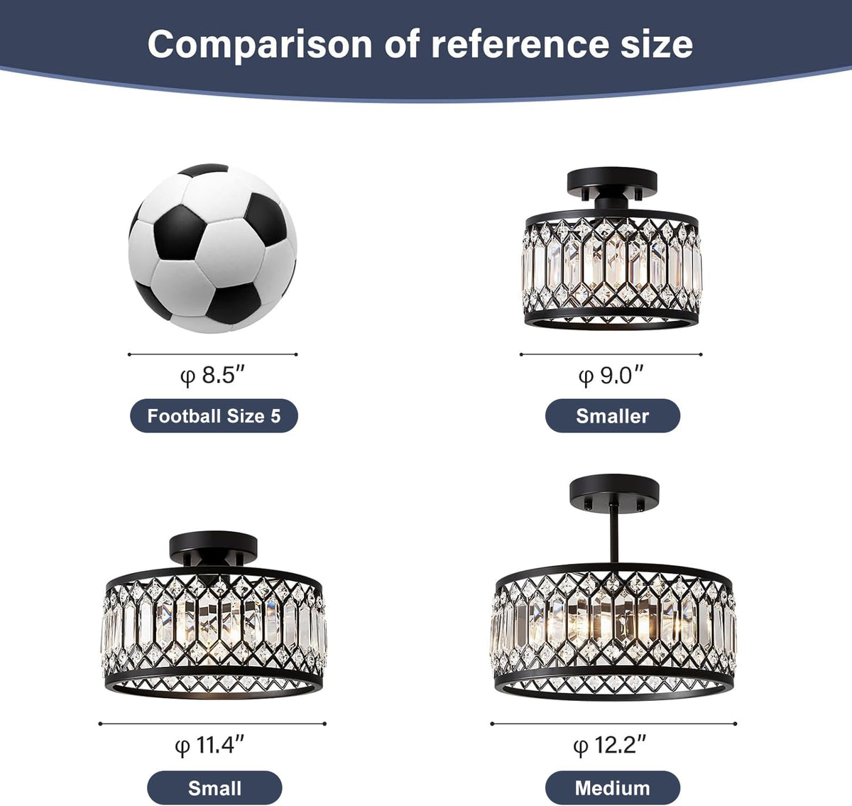 Pevfah Crystal Black Ceiling Light ideal over entryways and kitchens.