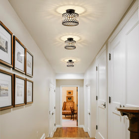 Pevfah Crystal Black Ceiling Light crystal detail shows subtle sparkle.