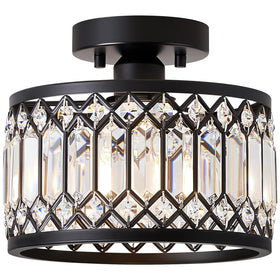 Pevfah Crystal Black Ceiling Light front view adds stylish hallway lighting.