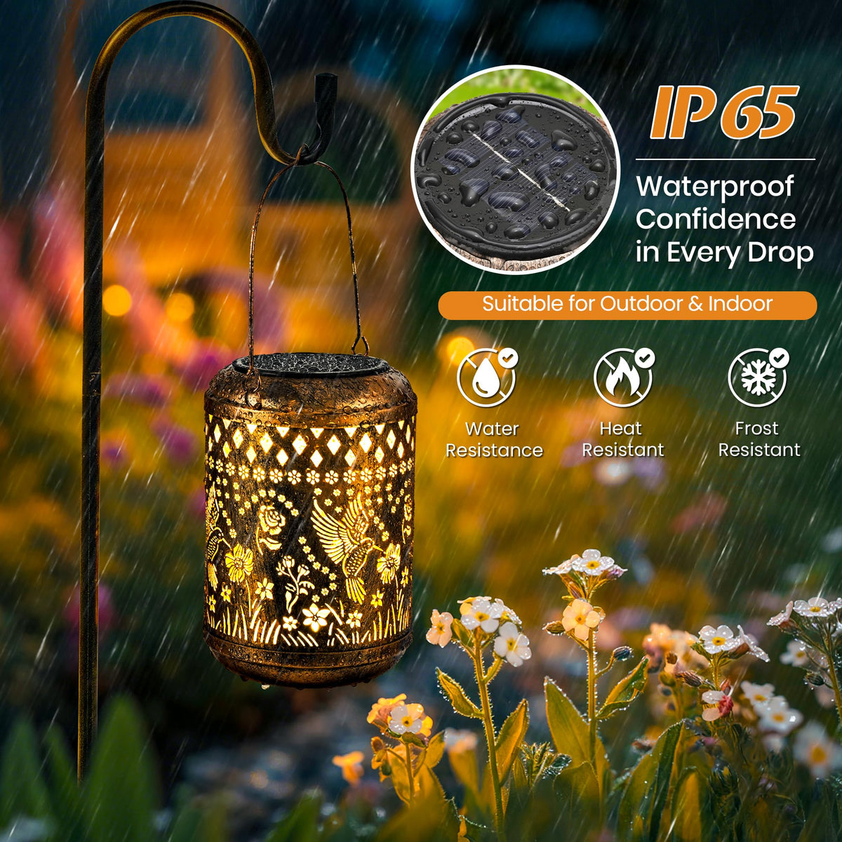 PEVOROS durable outdoor lantern built to withstand wind and rain