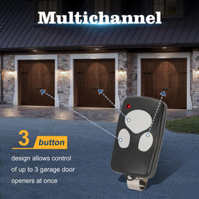 Pevxou 372310 remote features a 3-button design for multiple openers.
