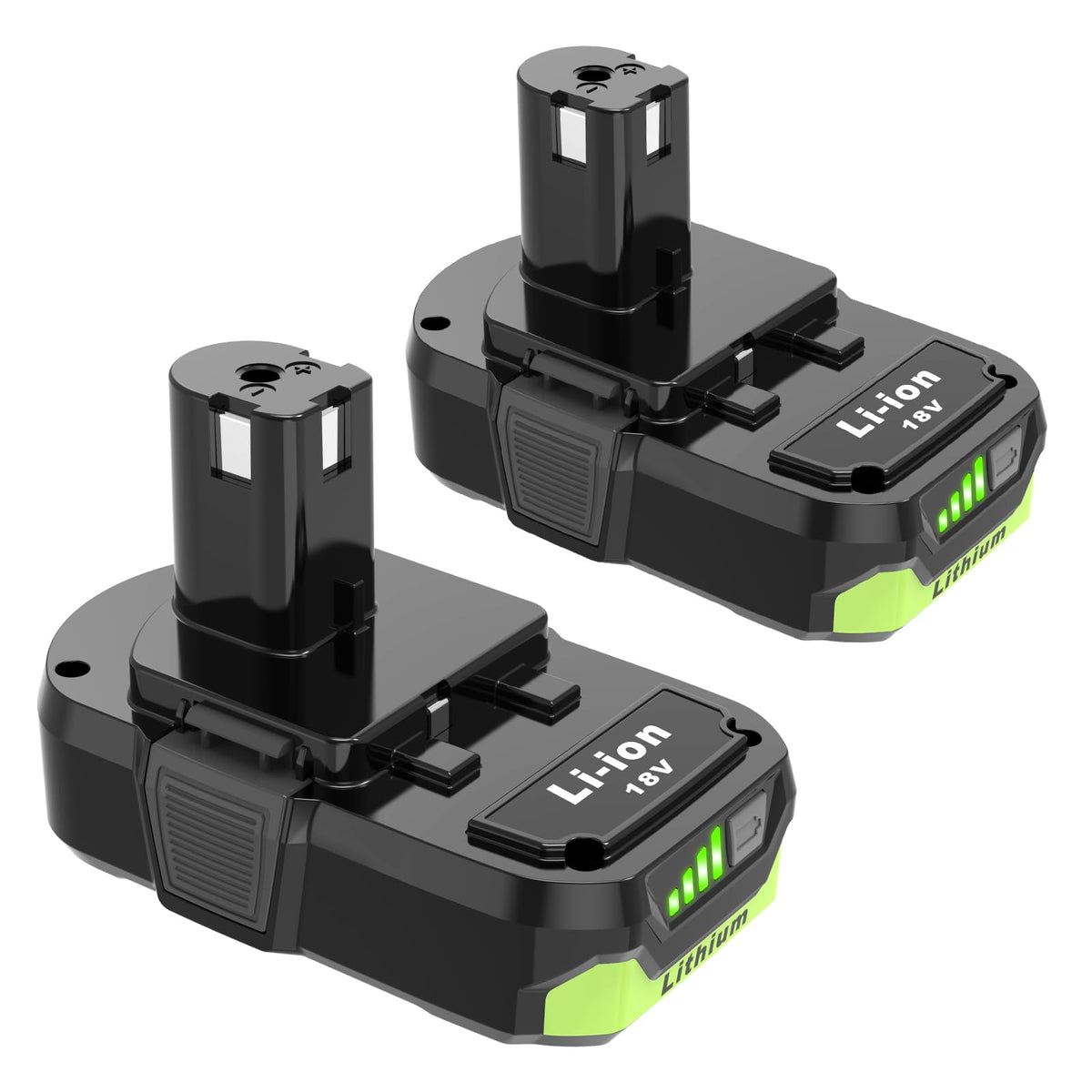PEYESTEN 2-pack Ryobi 18V battery front view shows dual-pack design for extended runtime